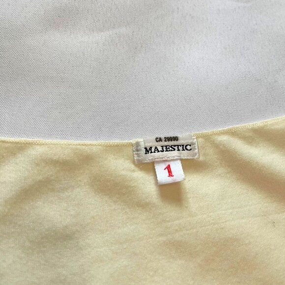 MAJESTIC WOMEN'S CREAM SCOOP NECK STRETCH JERSEY LONG TEE TOP - XS/S (TAILLE 1) - Picture 8 of 13